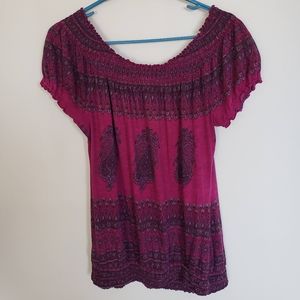 Vintage Magenta Lucky Brand Paisley Top Size Large